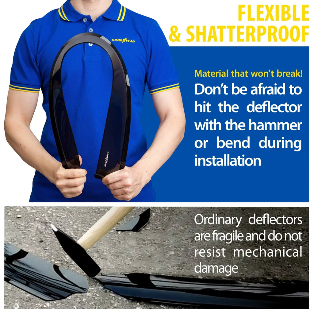 Goodyear Shatterproof Window Deflectors for Ram ProMaster 2014-2024, Tape-on Rain Guards, Window Visors, Vent Deflector, Vent Visor, Car Accessories, 2 pcs - GY008711