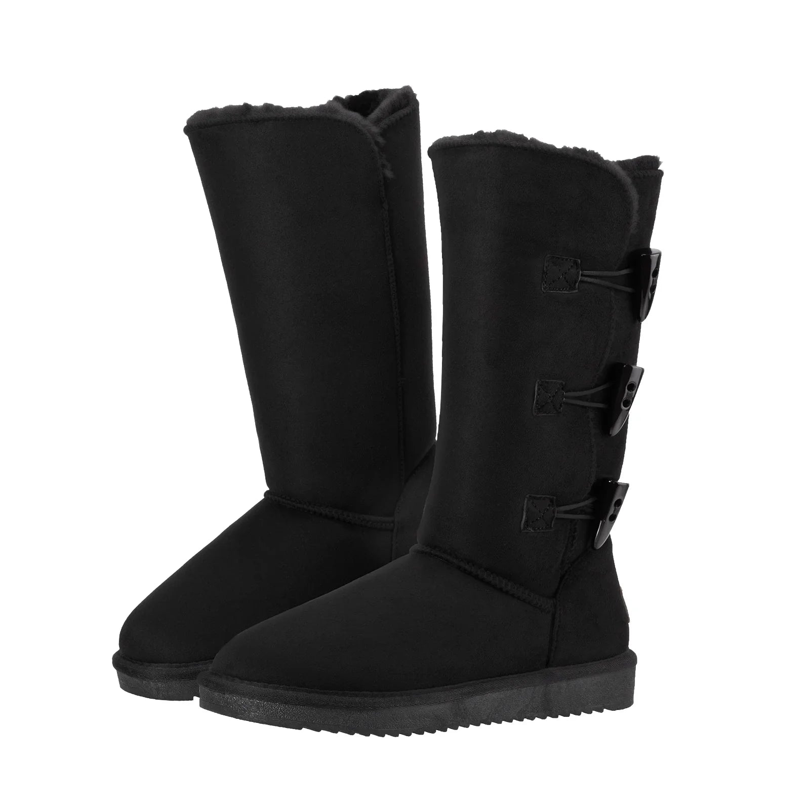 Winter Tall Boots for Women Snow Boot Button Fashion Black Boots Knee High Classic Slip On Boot Outdoor Shoes