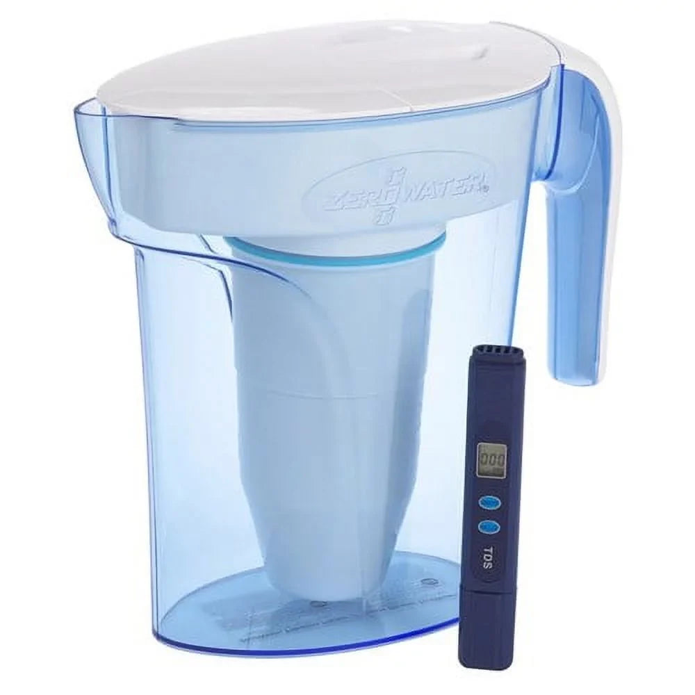 ZeroWater 7 Cup Ready-Pour Pitcher with 3 Filter & Water Quality Meter, -007RP