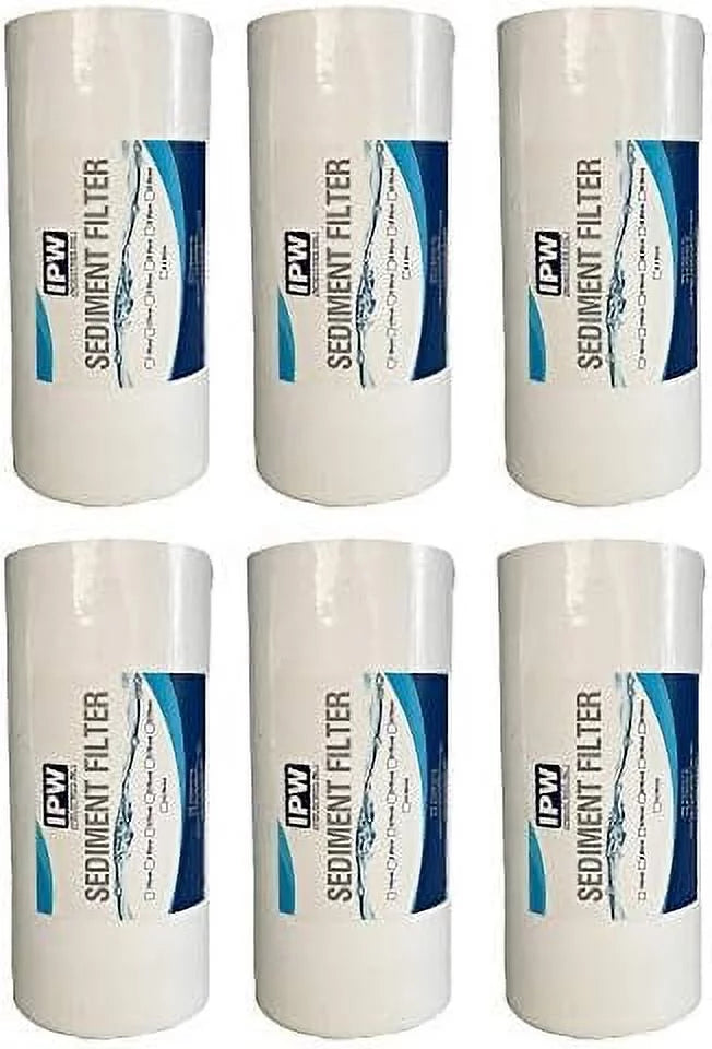 Whole House Sediment Water Filter - 20 Micron Sediment Filter - Full Flow Filter Compatible With Pelican And Other 10" X 45" Filtration Systems (6 Pack Of Filters)