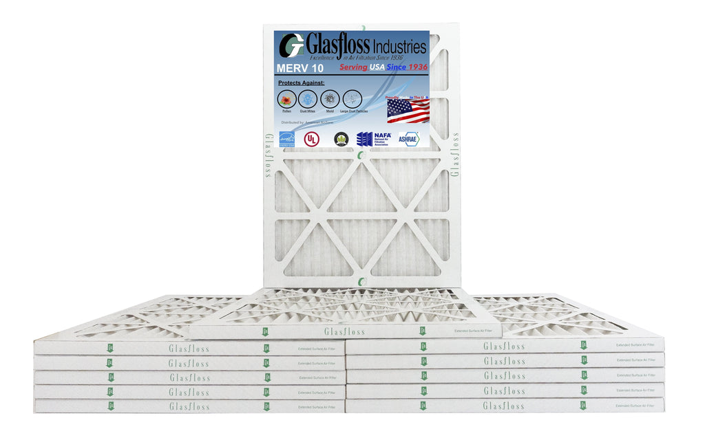 Glasfloss 22x36x1 -  10 -Qty:12 - Furnace Air Filter - Made in  (Actual Size: 21.5 x 35.5x7/8 inch)