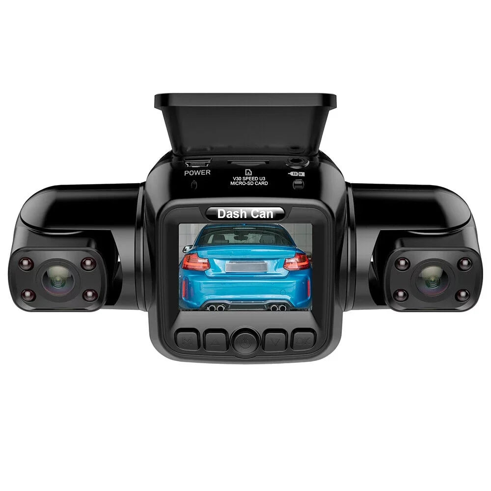 3 Channel Dash Cam Front, Left, Right and Rear, Front and Rear Inside, 360°Panoramic Driving Recorder  Car Cameras Night Vision