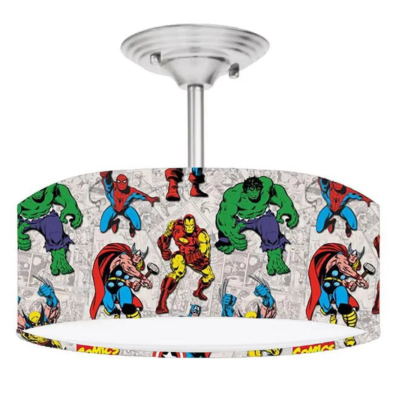 888 Cool Fans -0001102 Avengers Marvel Super Hero 2-Light Brushed Nickel Drum Style  Lamp Fixture