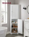 Floor Cabinet Bathroom Storage Cabinet with 2 Doors and 4 Adjustable Shelves Tall Corner Cabinet Modern Farmhouse Design, White
