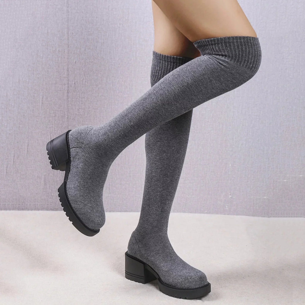 Pull on Work Boots Women Minimalist Heeled Sock Boots Long Boots Ladies Knee Length Boots Buckle Winter Boots for Women Waterproof Snow Size 11