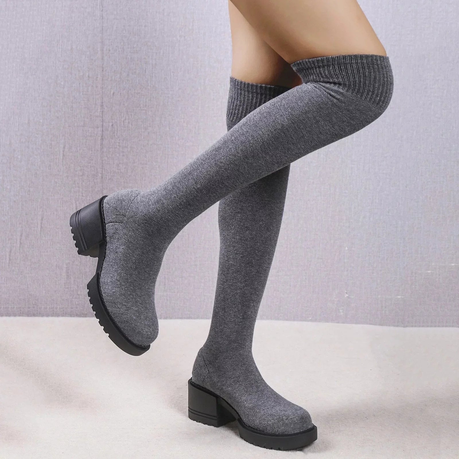 Pull on Work Boots Women Minimalist Heeled Sock Boots Long Boots Ladies Knee Length Boots Buckle Winter Boots for Women Waterproof Snow Size 11