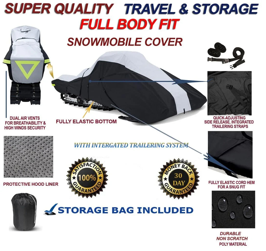 600 Denier Full Fit Snowmobile Travel and Storage Cover Compatible for the 2006-2007 Ski Doo Bombardier Model  Limited 800  Snowmachine Sled.