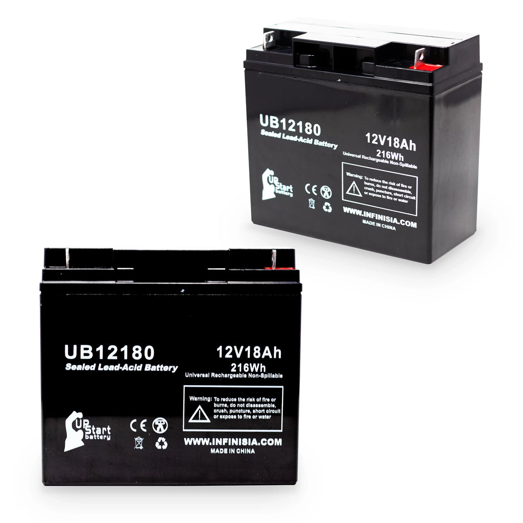 2x Pack - Compatible  / Portalac PX12180 Battery - Replacement UB12180 Universal Sealed Lead Acid Battery (12V, 18Ah, 18000mAh, T4 Terminal, , )