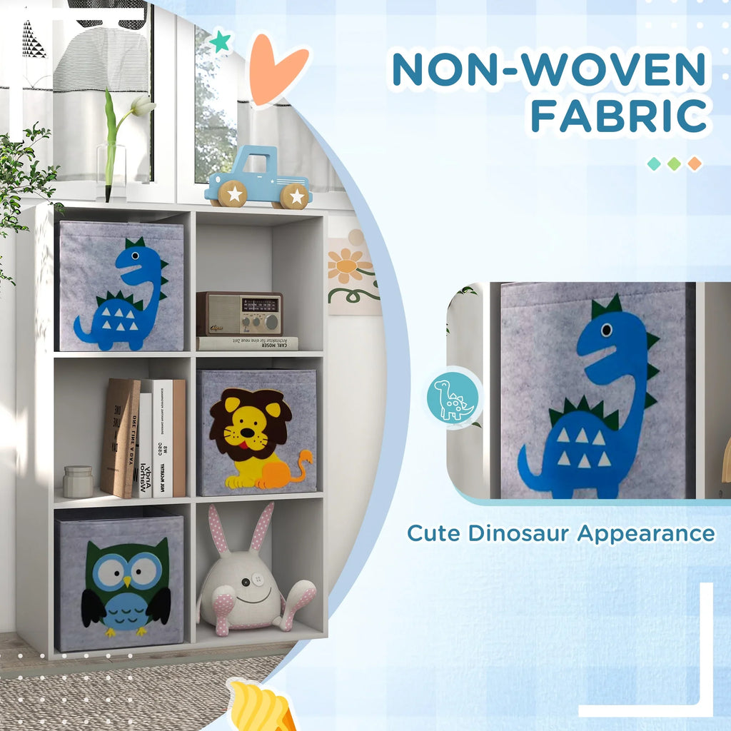 Qaba Children's Toy Storage with 3 Storage Bins & Cute Animal Design, White