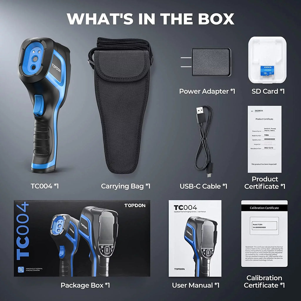 Thermal Imaging Camera,  TC004 256 x 192  High Resolution 12-Hour Battery Life Thermal Camera Handheld Infrared Camera