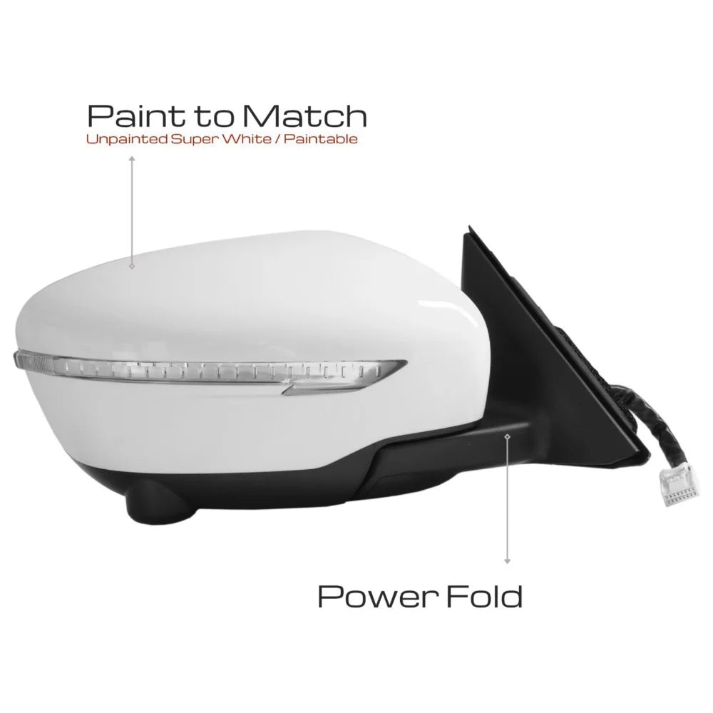For Nissan 14-19 Rogue Passenger Side Mirror W/ Camera Power Fold Blinker 13Pin Fits select: 2014-2018   S//