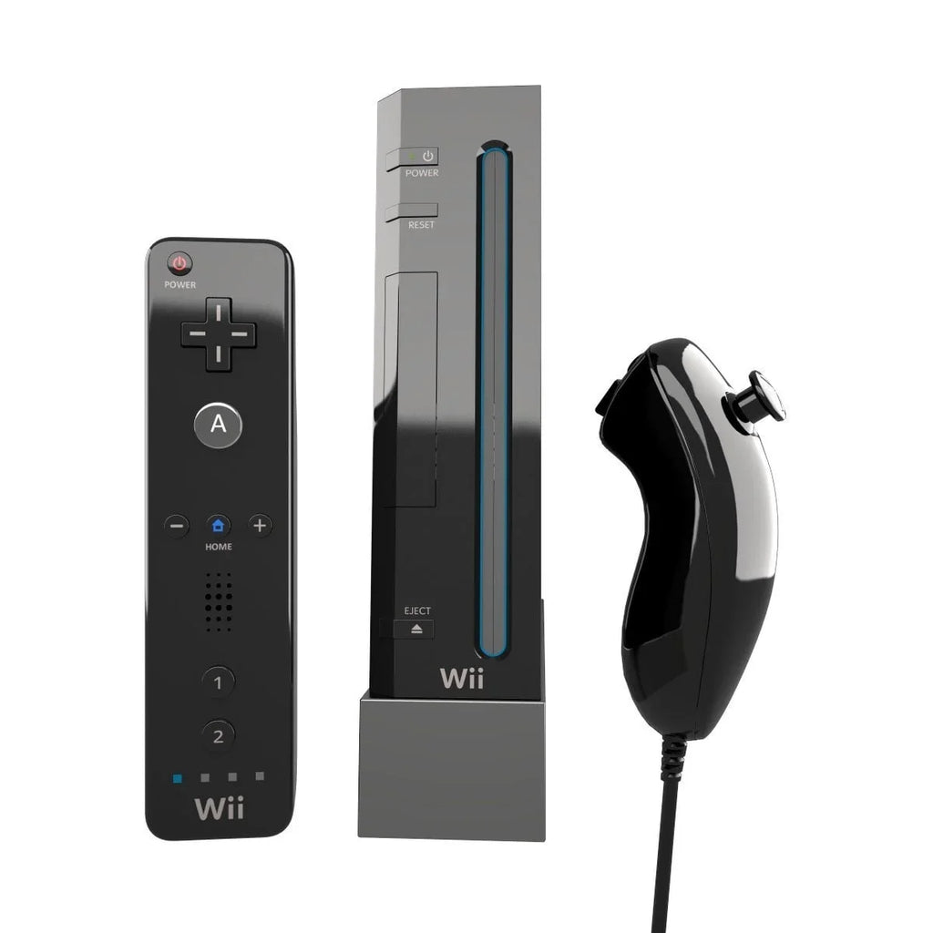 Pre-Owned Nintendo Wii Black Gaming Console + Headset Cleaning Kit   Bundle (Refurbished: Like New)