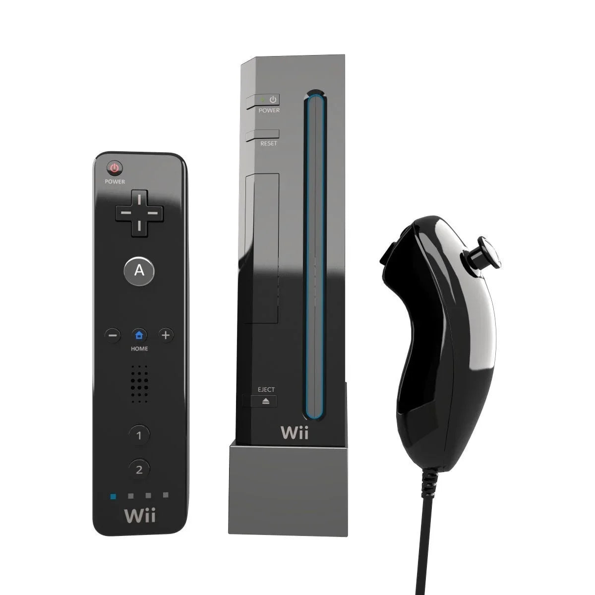 Pre-Owned Nintendo Wii Black Gaming Console + Headset Cleaning Kit   Bundle (Refurbished: Like New)