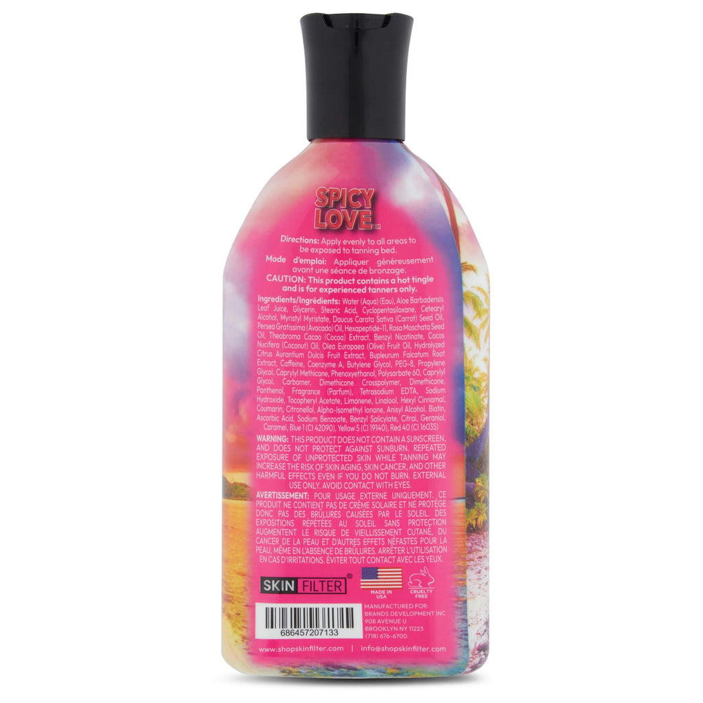 Skin Filter Spicy Love Tanning Lotion – 10,000X Crazy Dark Self-Tanning Lotion – Self-Tanner with Anti-Orange Technology and Tattoo Protection – Black Body Bronzer Made in the  – Hydrating Formula