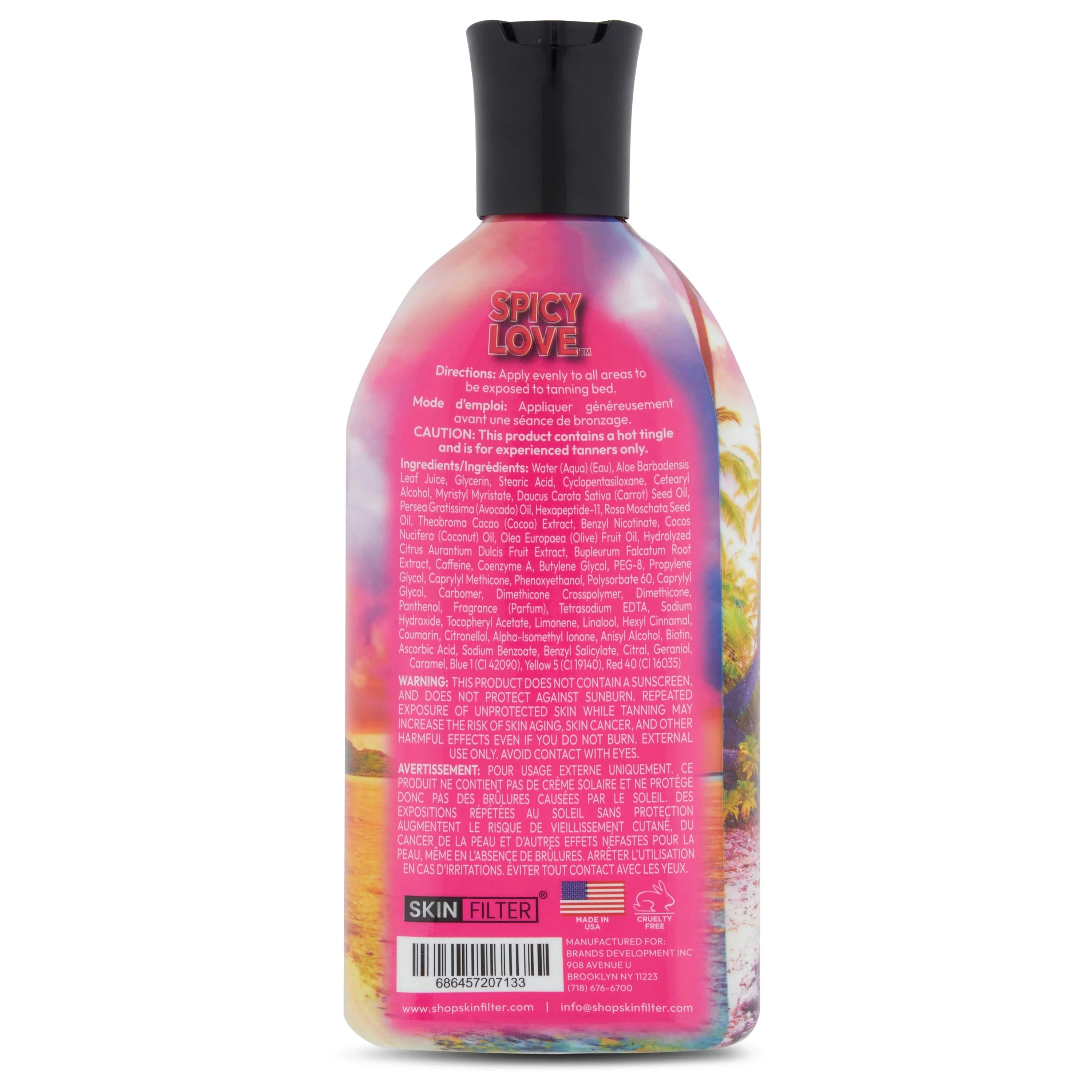 Skin Filter Spicy Love Tanning Lotion – 10,000X Crazy Dark Self-Tanning Lotion – Self-Tanner with Anti-Orange Technology and Tattoo Protection – Black Body Bronzer Made in the  – Hydrating Formula