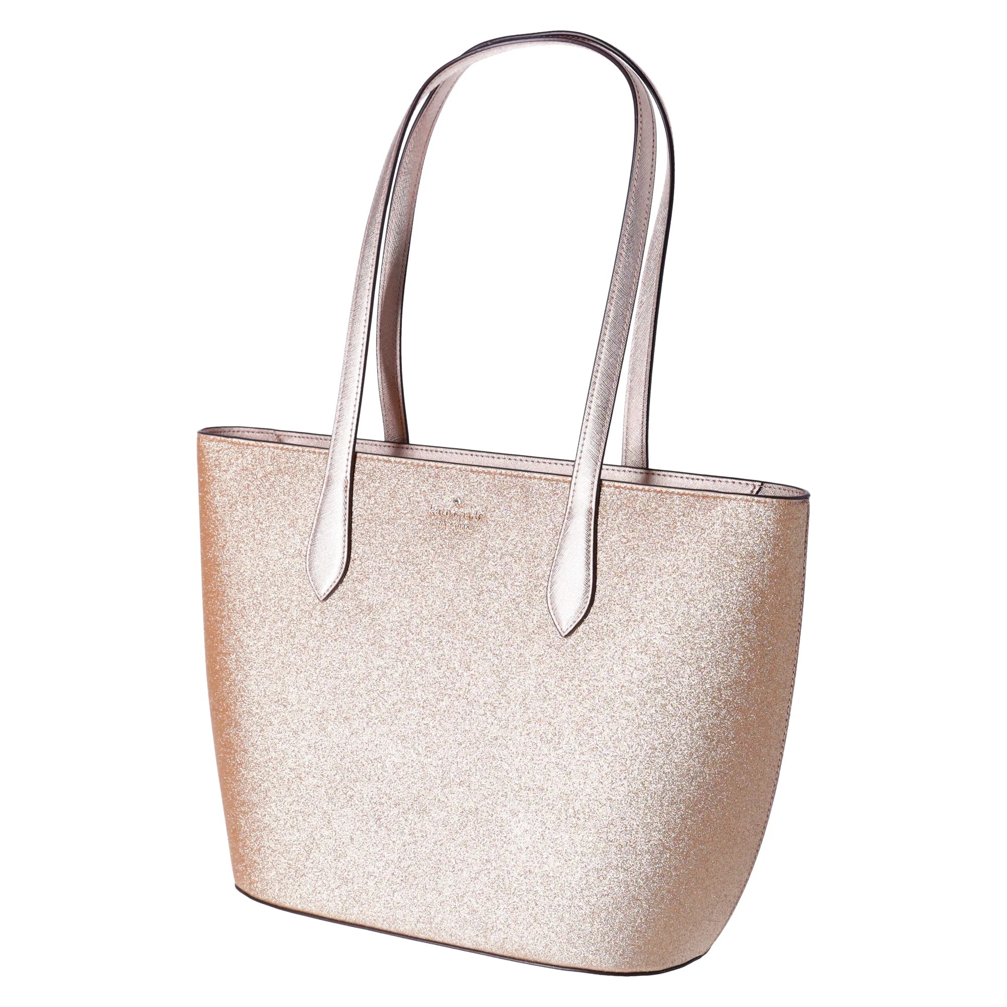 Kate Spade Glimmer Large Top Zip Tote Shoulder Bag Gold Glitter Holiday + Wallet