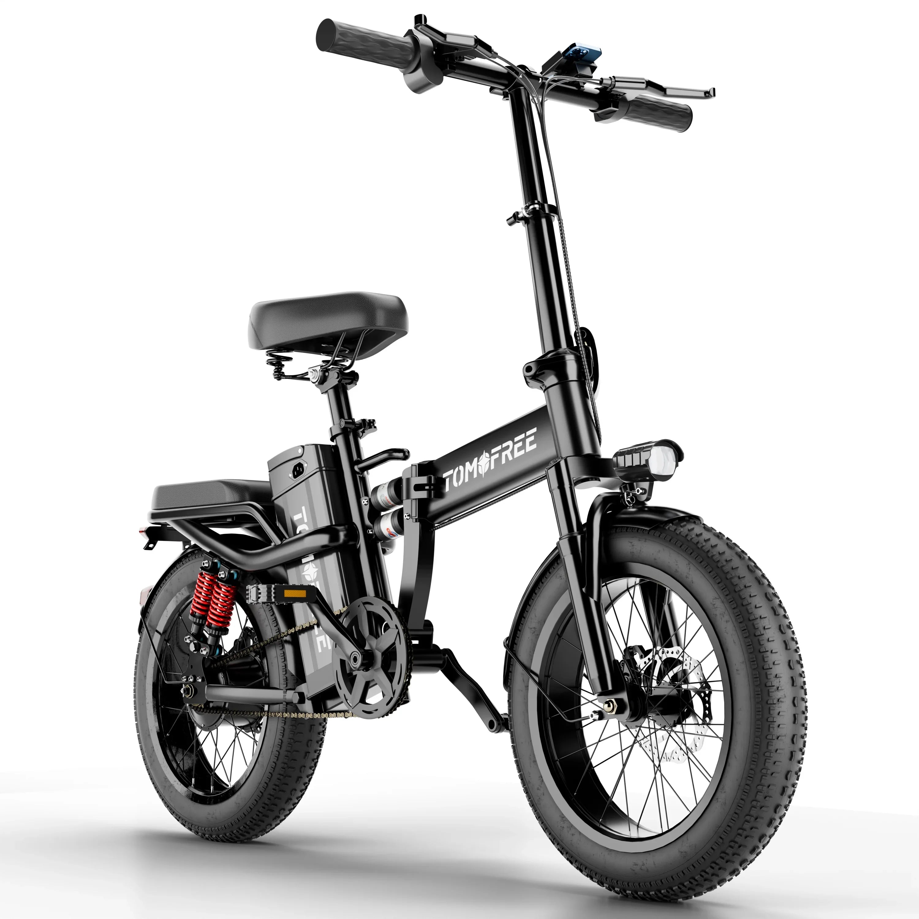 Electric Bike for Adults, 48V 20AH Folding E-Bike Easy Assemble, 16* Tire Commuter Bike 40Miles Range 330lbs Load, Full   Certified, Black Ebike T1