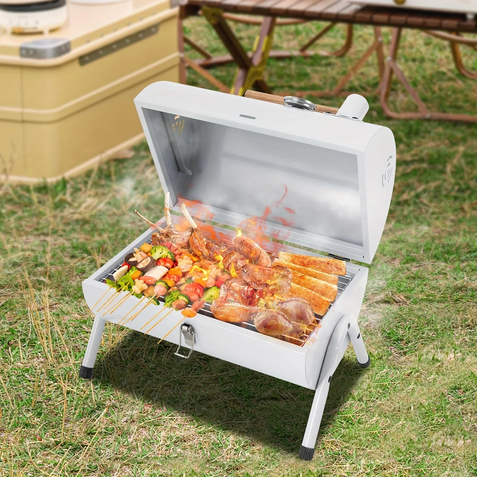 DFSDFGF32 White Multi-functional  Grill with Thermometer