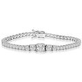 Prong Set Designer Bracelet with Simulated Asscher Cut Diamonds by Diamond Essence set in 14K Solid White Gold