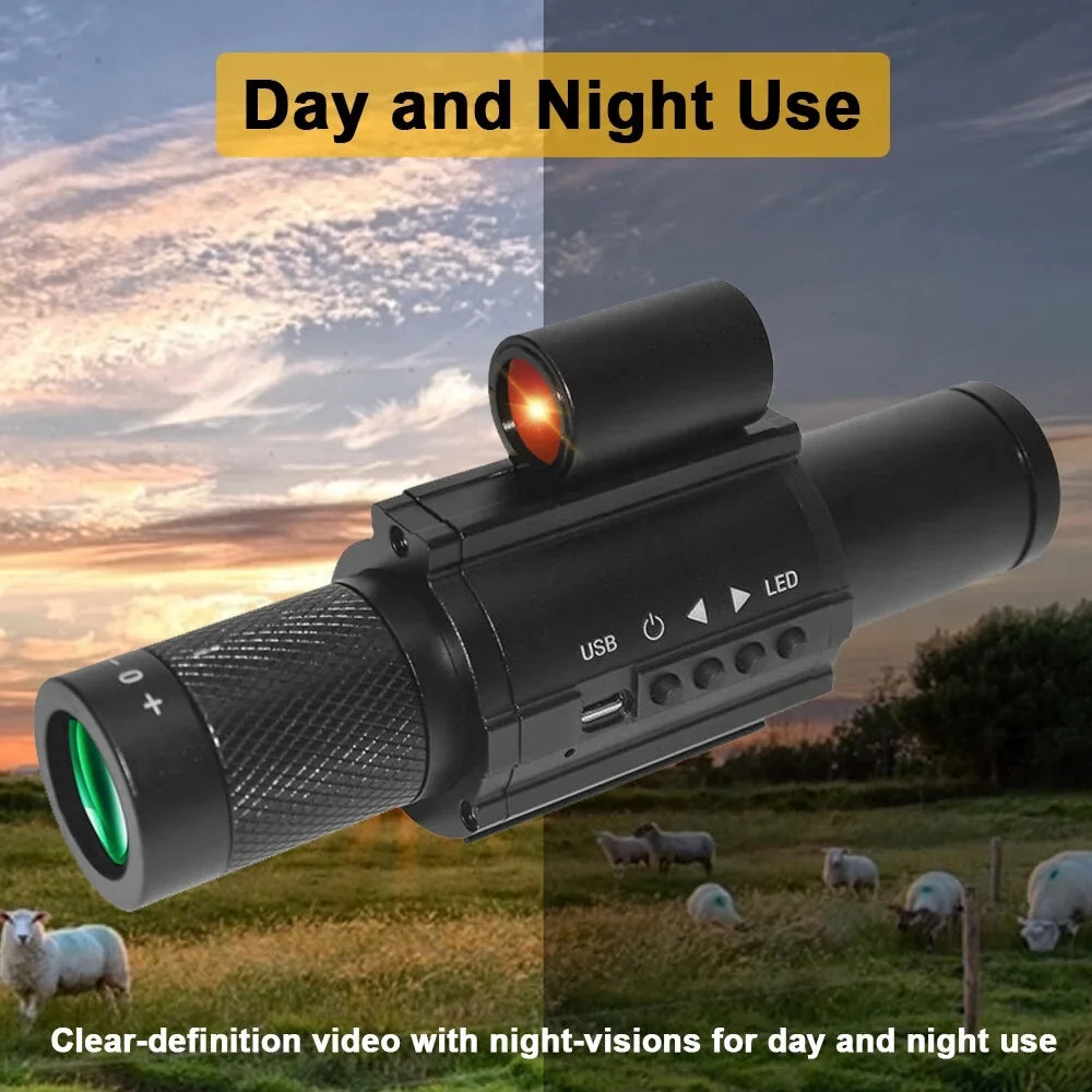 Portable Monocular Night-Visions Sight Device Day Night Use Telescopes 1.54inch Display Photo Taking Video Recording Infrared Digital Video Camera for Fishing Boating Wildlife Observation