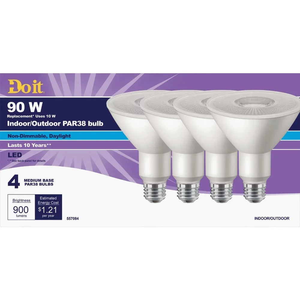 1PACK Do it 90W Equivalent Daylight PAR38 Medium  Floodlight Light Bulb, Title 20 (4-Pack)