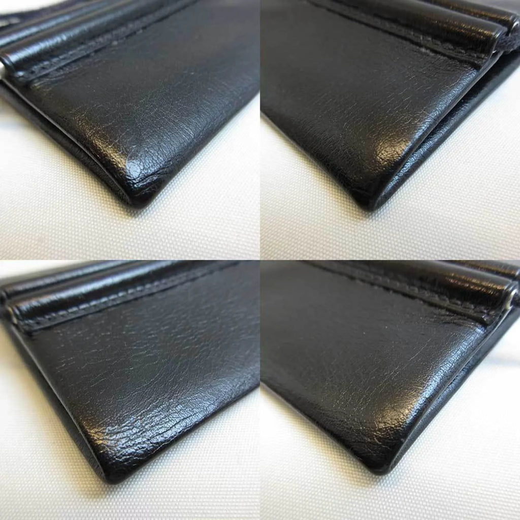Pre-Owned Hermes Veril Belil Black Coin Purse Square Men's Women's Leather (Good)