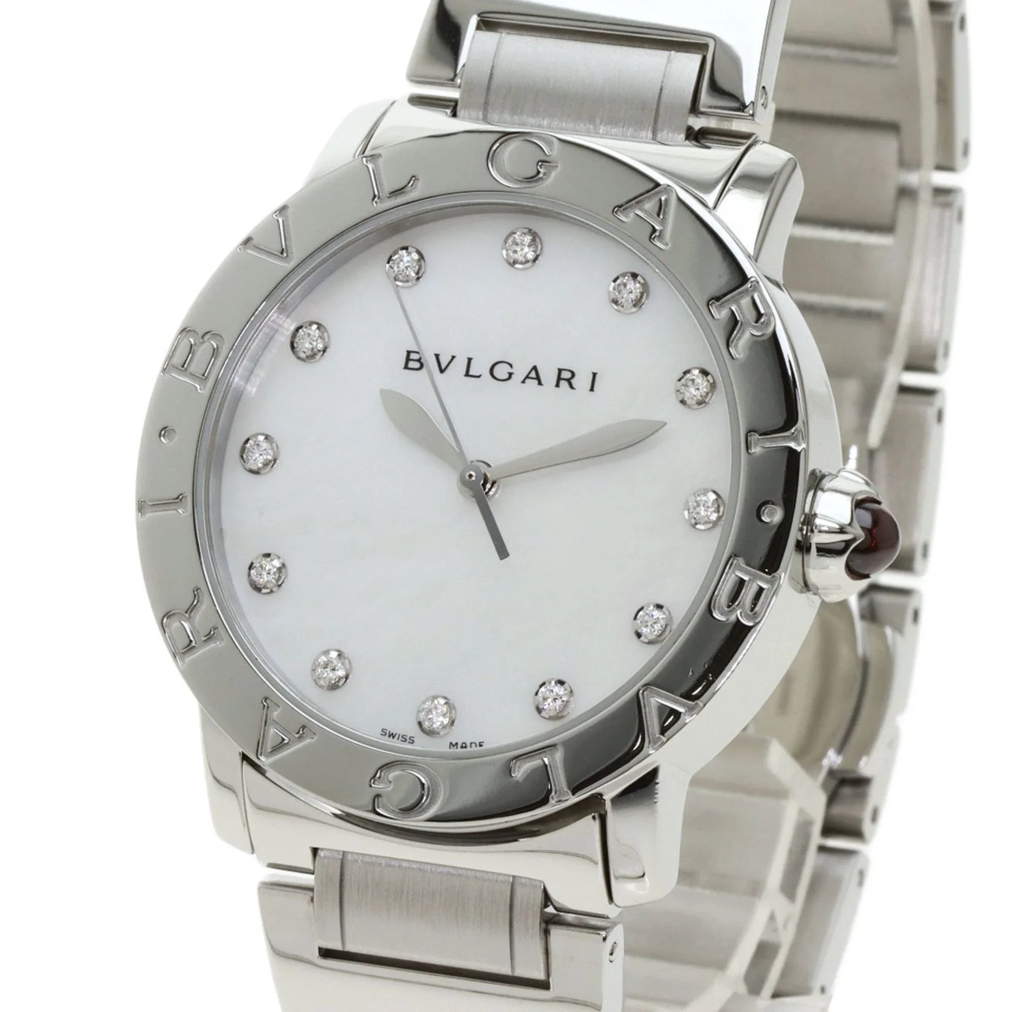 Pre-Owned Bulgari BB37S 12P Diamond Watch Stainless Steel/ Men's  (Good)