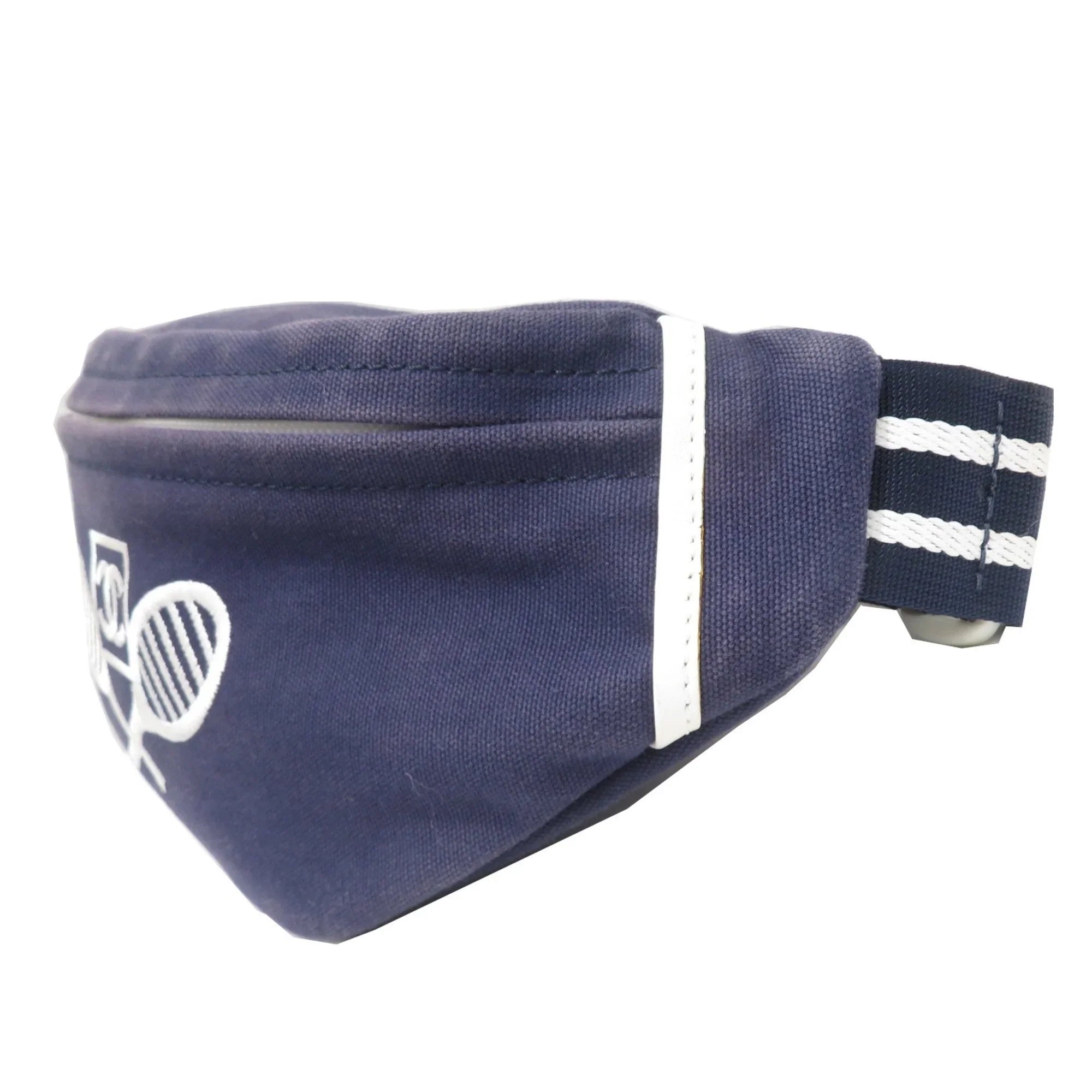 Pre-Owned  Sportsline Waist Bag Body Navy/White Canvas Women's Men's (Good)