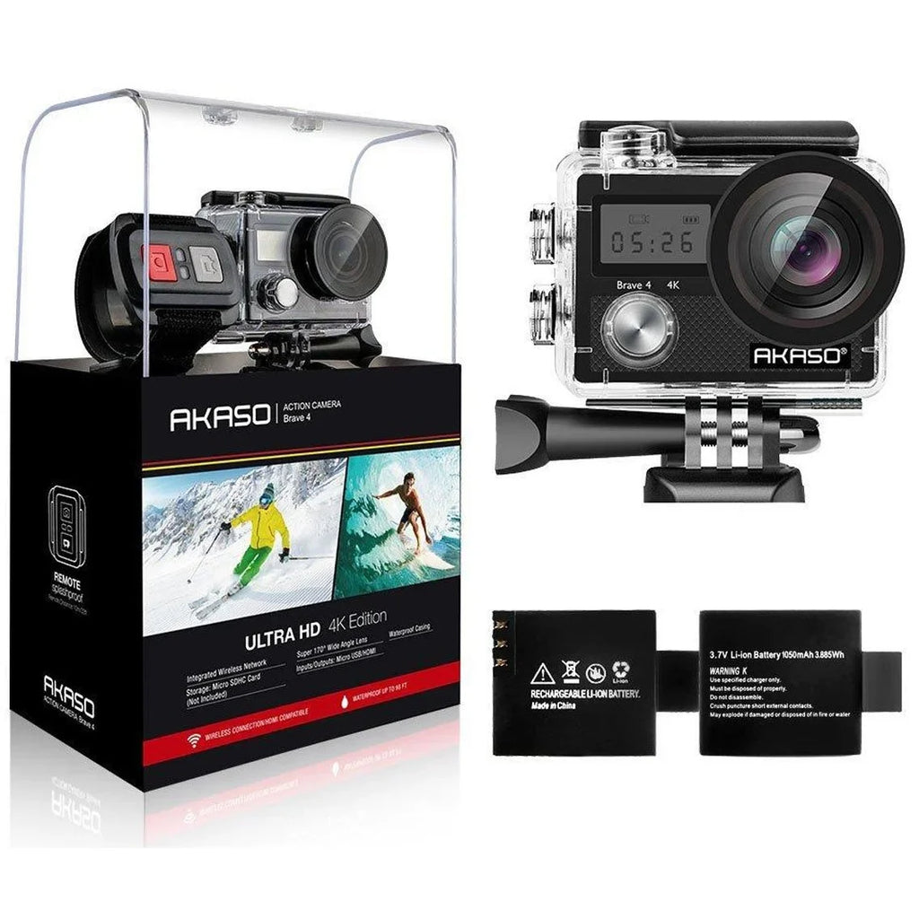 Brave 4 Waterproof Sports Action Camera Full  4K 20MP with Wi-Fi (Black)