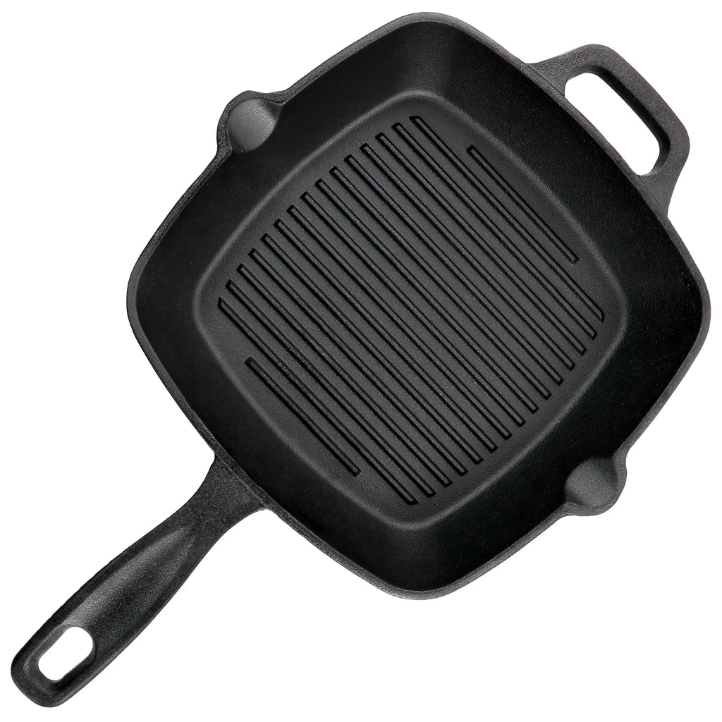 Oster Castaway 10 Inch Square Cast Iron Grill Pan with Pouring Spouts