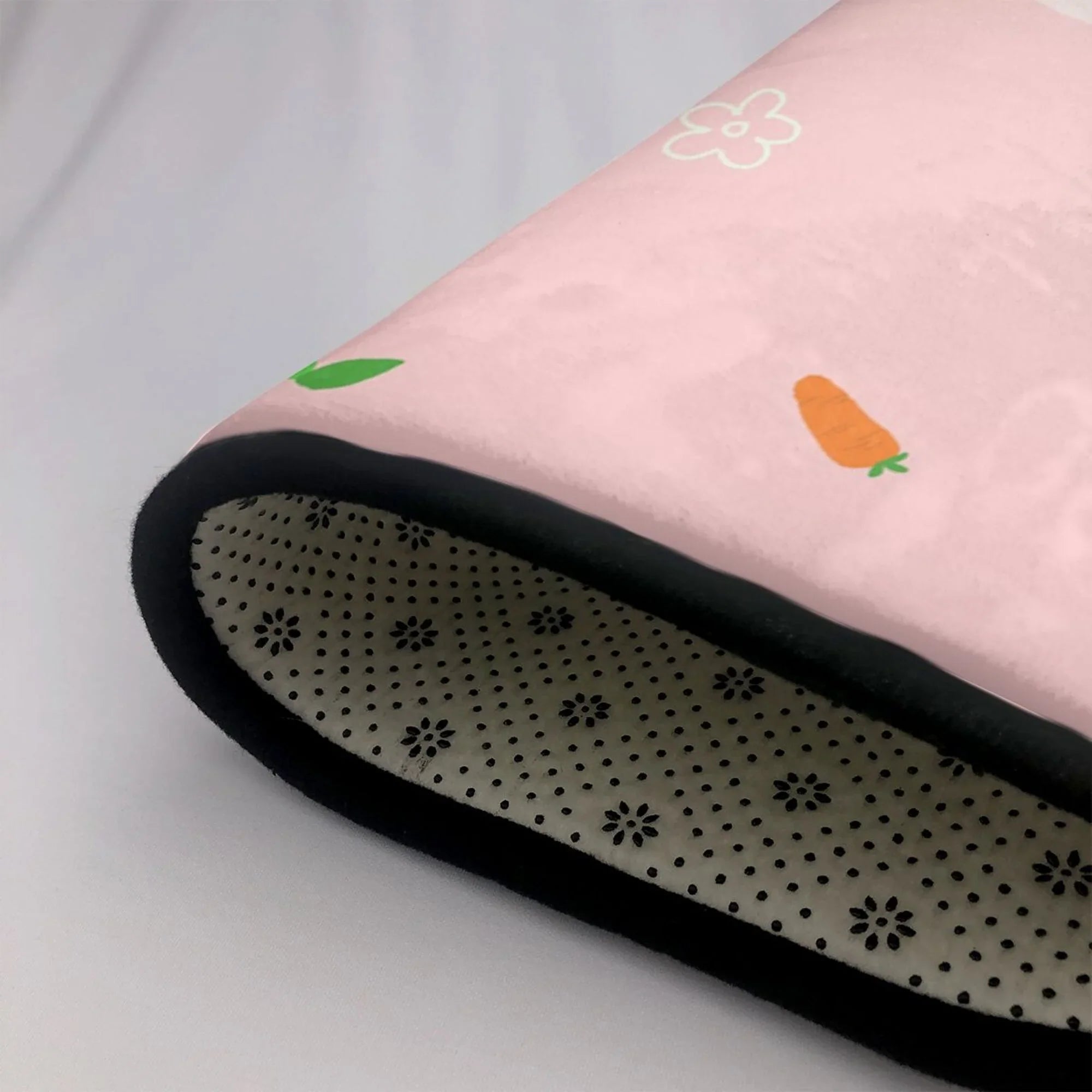 Cute Rabbit Carrot Flower Area Rugs Doormat Outdoor Entrance , Facecloth Non-slip Floor Mat Rug for Living Room Kitchen Sink Area Indoor 36"x24"