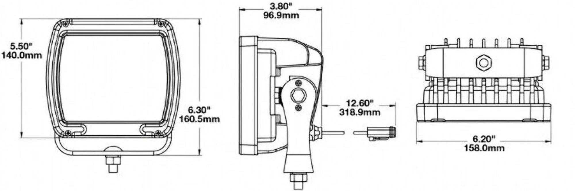 Speaker 1300581 6 in. 24V 526F Square Flood Beam  Light, Black