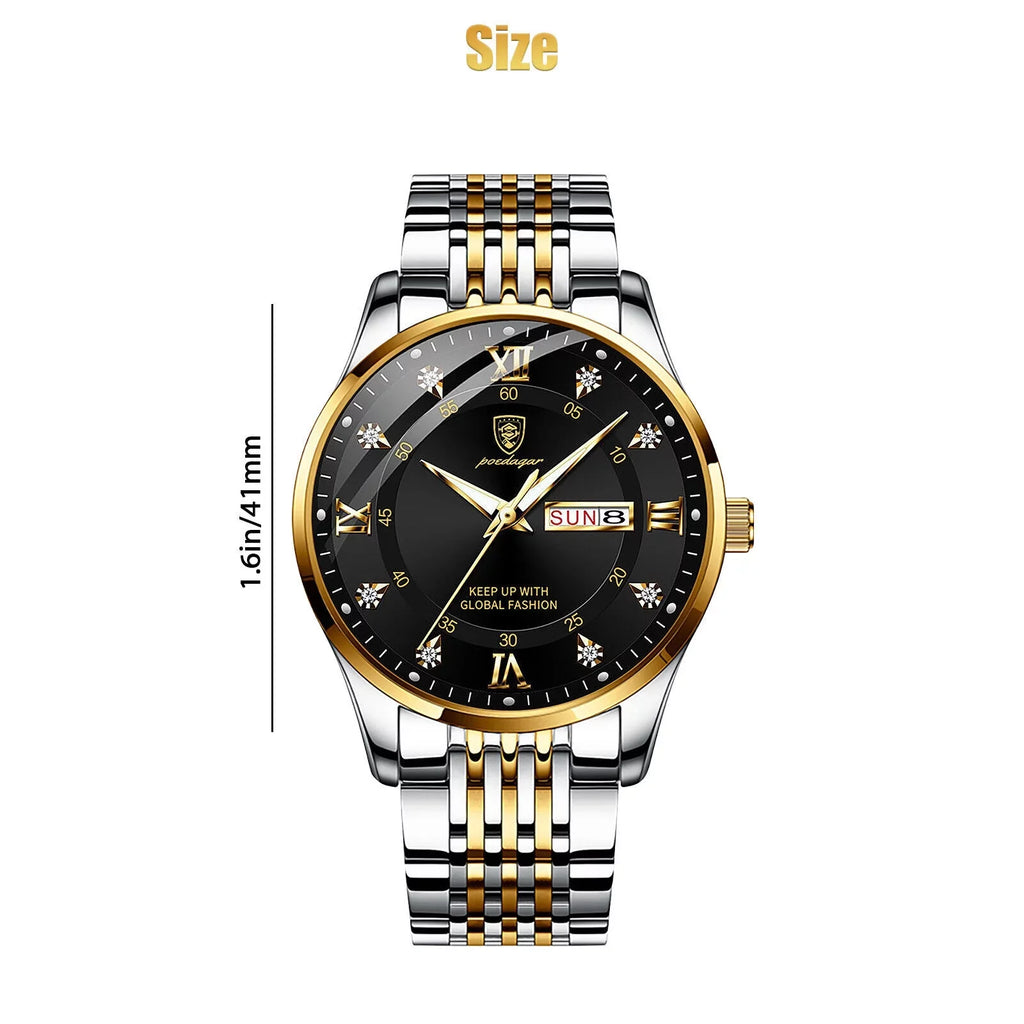 Waterproof Men's Watch Classic Relojes De Hombre Stainless Steel Quartz Luminous