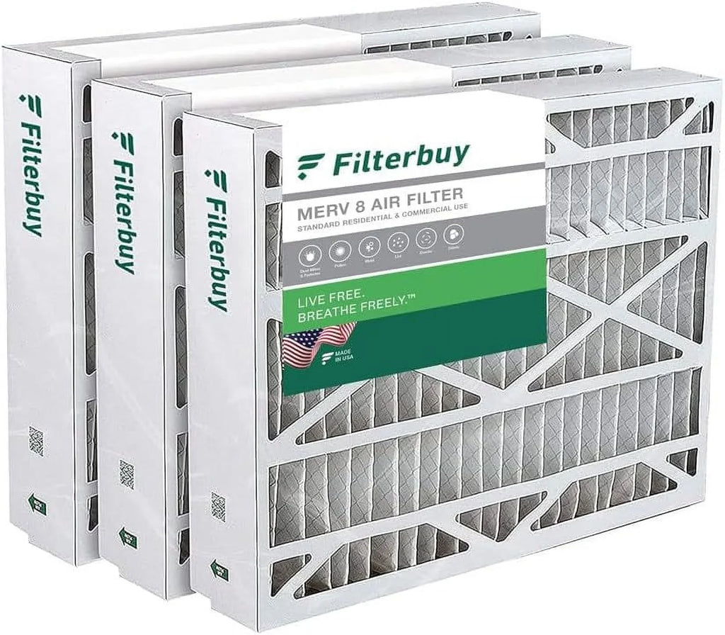 Filterbuy 20x25.25x3.5  8 Pleated   Furnace Air Filters for Aprilaire Space-Gard 102/2120 (3-Pack)
