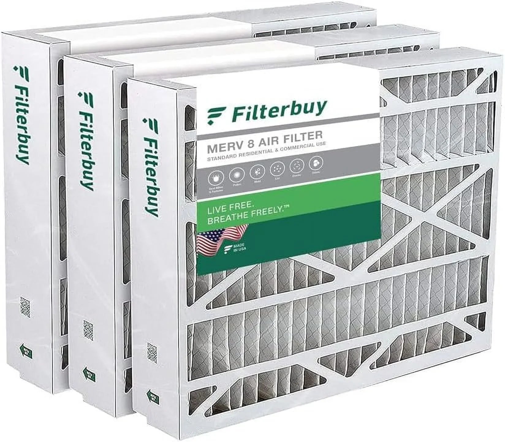 Filterbuy 20x25.25x3.5  8 Pleated   Furnace Air Filters for Aprilaire Space-Gard 102/2120 (3-Pack)