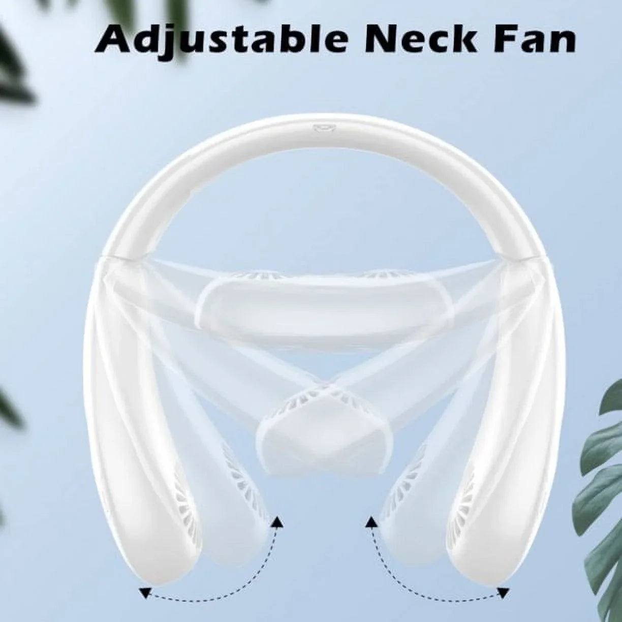 Folding Neck Fanwtith  Display, 360°Airflow 5000mAh  Rechargeable Mini Neck Fan Bladeless 3 Speeds Portable Summer Cooling Fans, White
