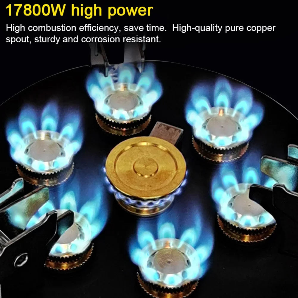 7-Core Camping Stove, Windproof and High-Power Gases Stove - Outdoor Furnace
