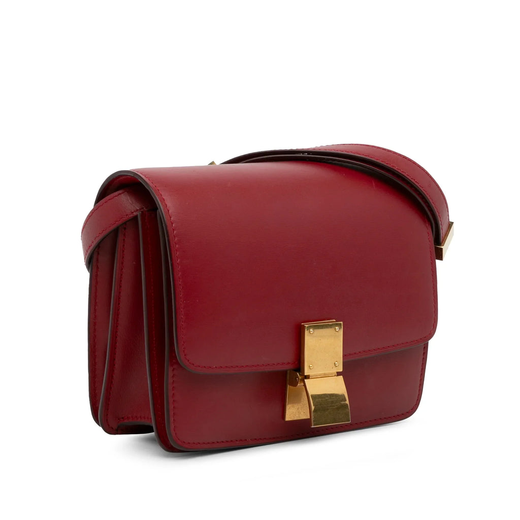 Pre-Owned Authenticated Celine Small Classic Box Calf Leather Red Crossbody Bag Unisex (Good)