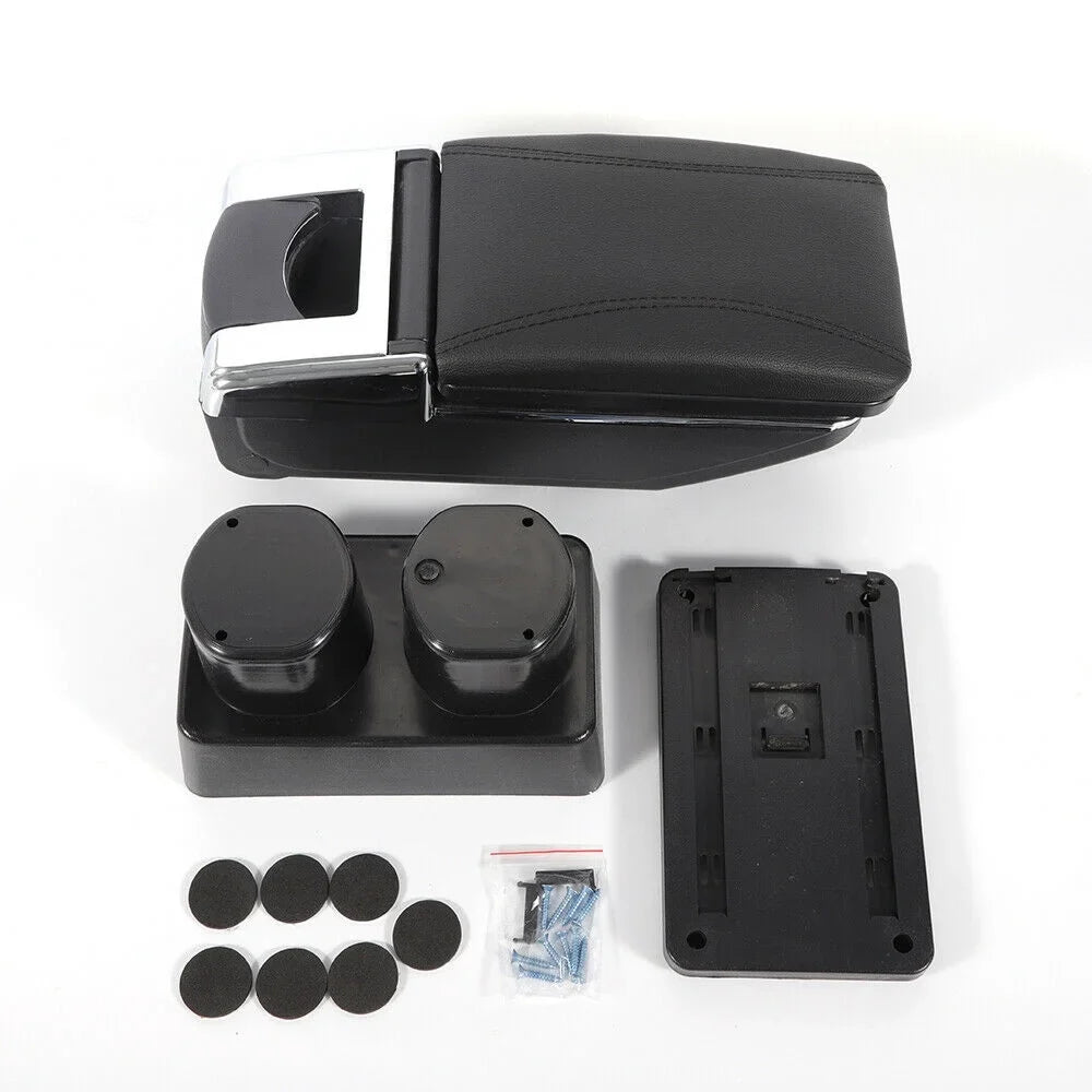 Black Leather Center Console Storage Box Rotatable Car Center Console Armrest Box for Nissan Versa Tiida Latio 2007-2011