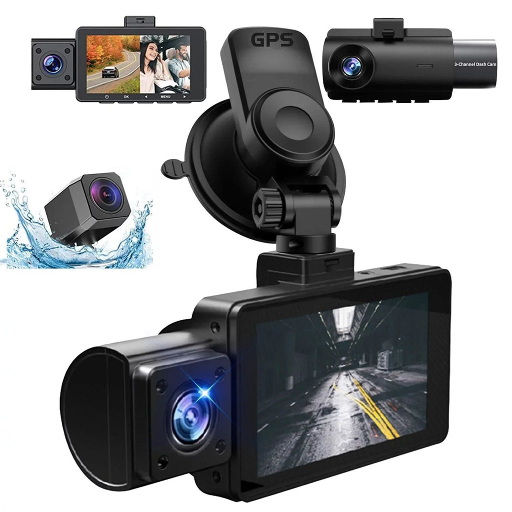 3 Lens Cars True 4K Dual Dash Camera Front & Rear WiFi& Track Video Recorder