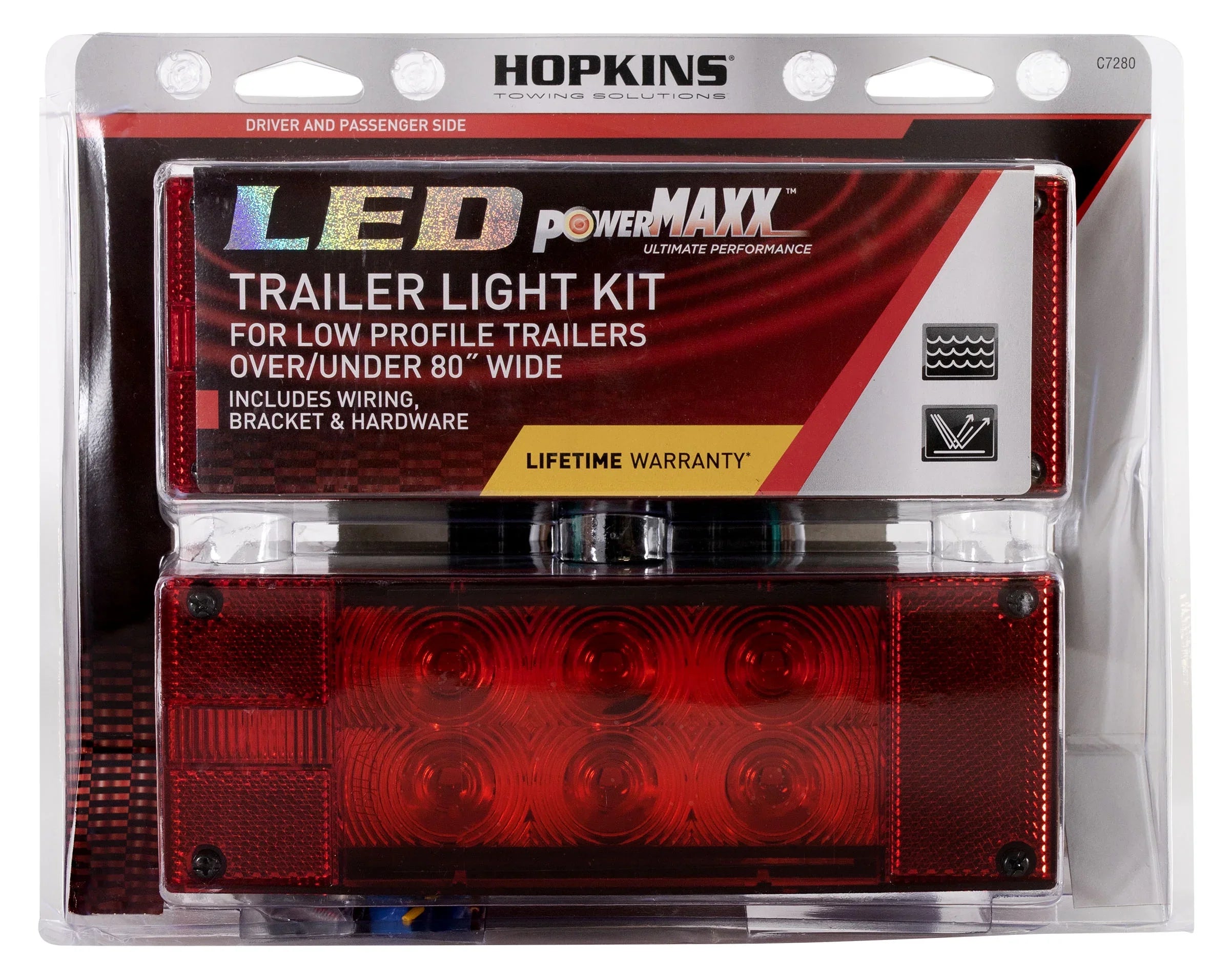 Hopkins Towing Solutions Submersible  Low-Profile Trailer Light Kit, C7280, Over & Under 80" Wide
