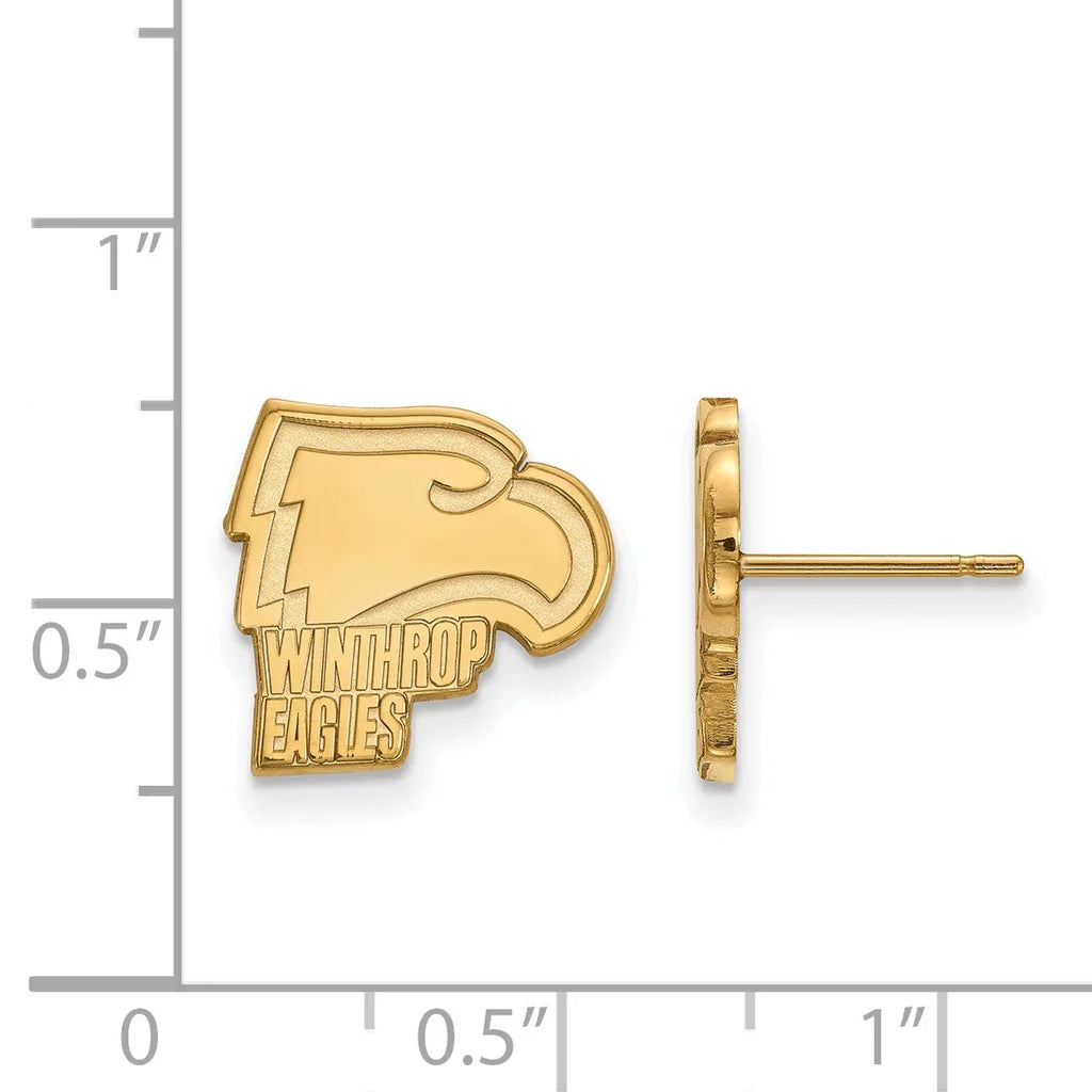 10k Yellow Gold Official Licensed Collegiate Winthrop University () Small Post Earrings
