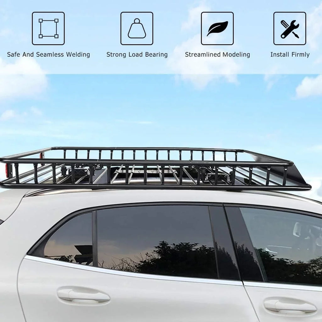 64" x 39”x 6” Roof Rack Cargo Basket with Extension, Universal Rooftop Cargo Carrier with 150lb Capacity, Car Top Luggage Holder Carrier for , Truck