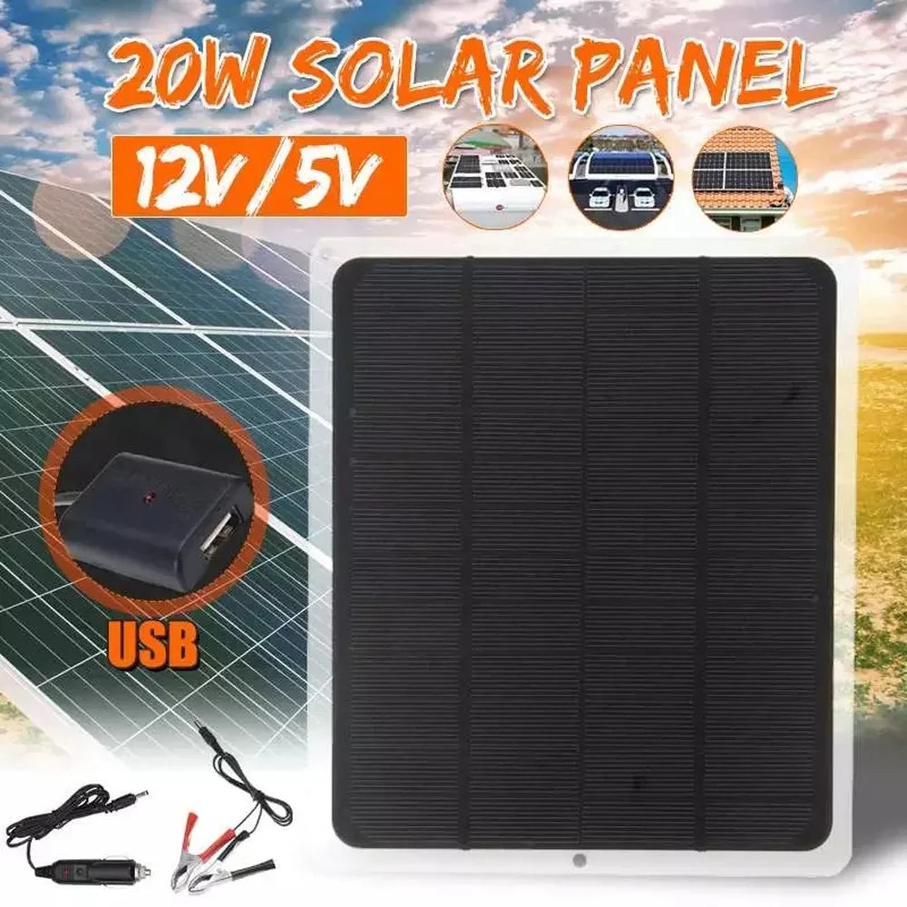 moobody 20W Removable Solar Panel, Portable Solar Power Recharger for Camping Hiking Car Light Fan