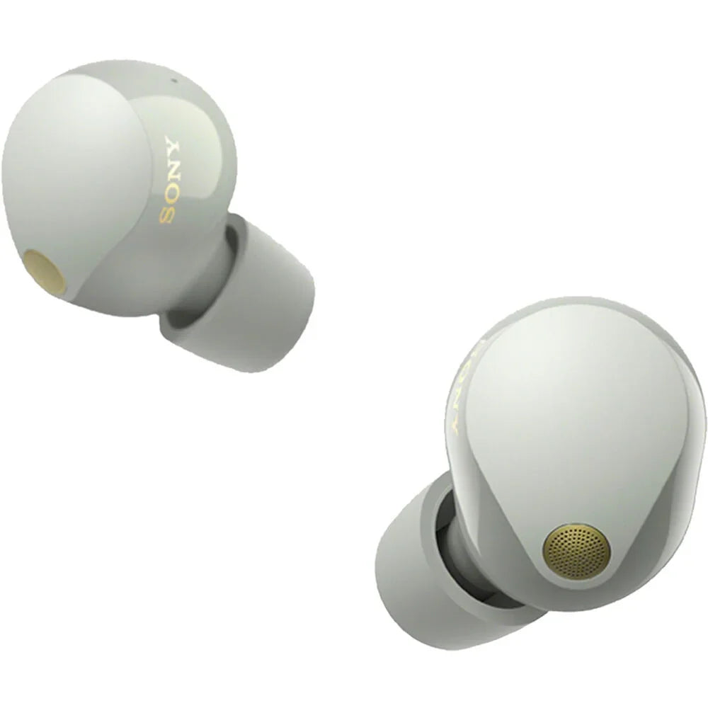 Sony -1000XM5 Industry Leading Noise Canceling Truly Wireless Earbuds (Silver) Bundle with Silicone Case (Red), Memory Foam Ear Tips, -A to -C Cable & 1   Enhanced Protection Pack