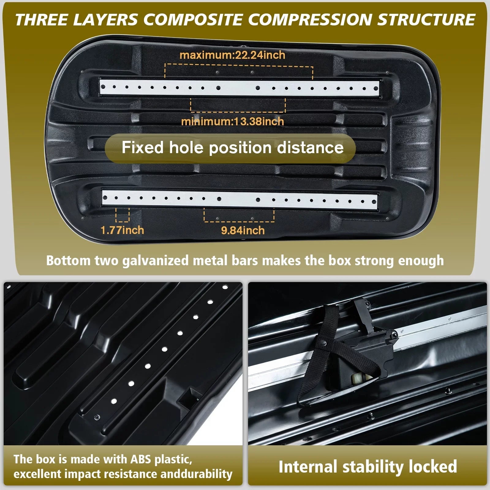Large Rooftop Cargo Carrier Hard Shell Rooftop Cargo Box with Double 2 Locks, 14 ft³ Waterproof Cargo Box for  Rooftop 56.3" L x 30.3" W x 13.8" H, Black