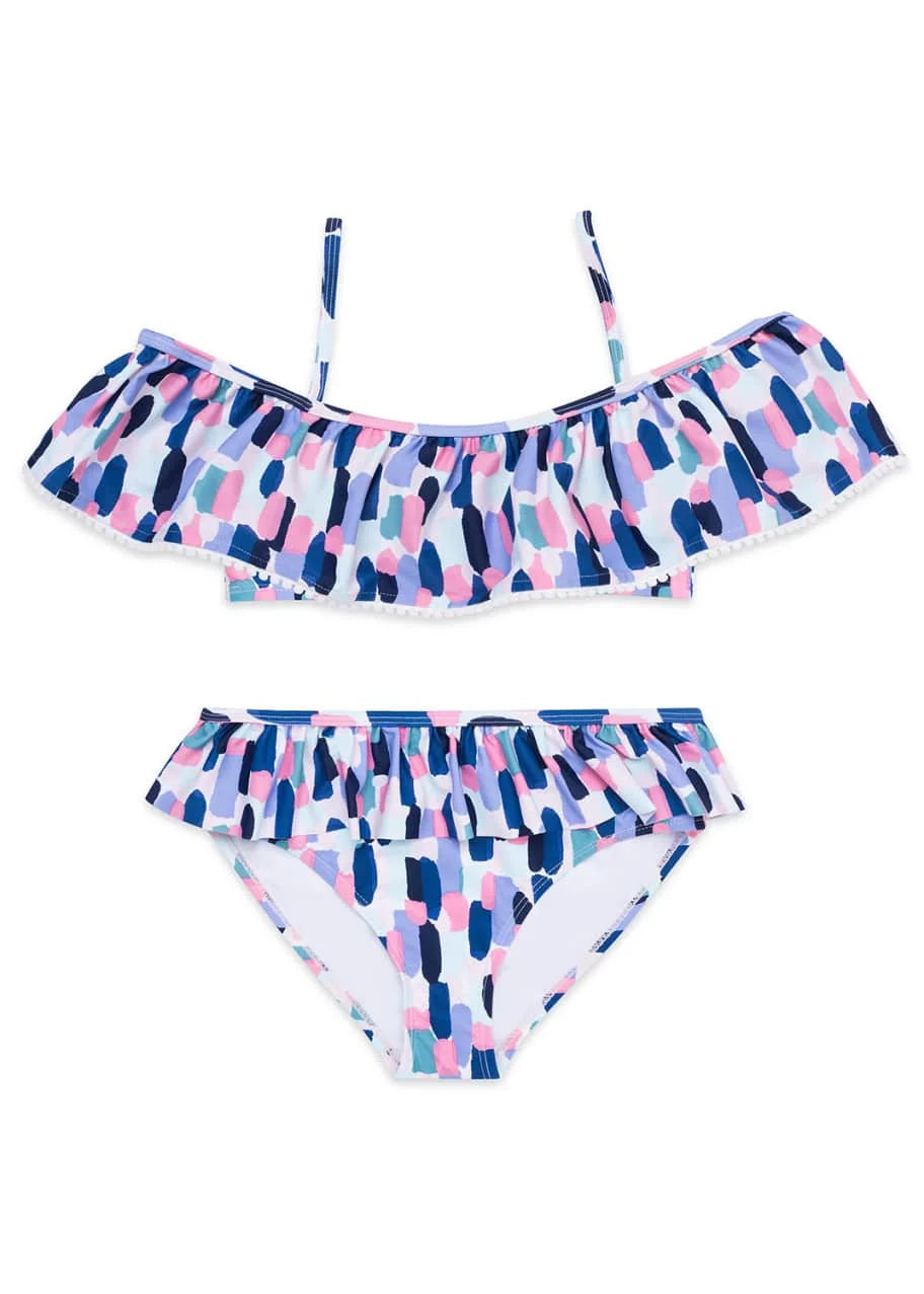 Kate Spade New York off-the-shoulder brush stroke-print two-piece swimsuit Size 2