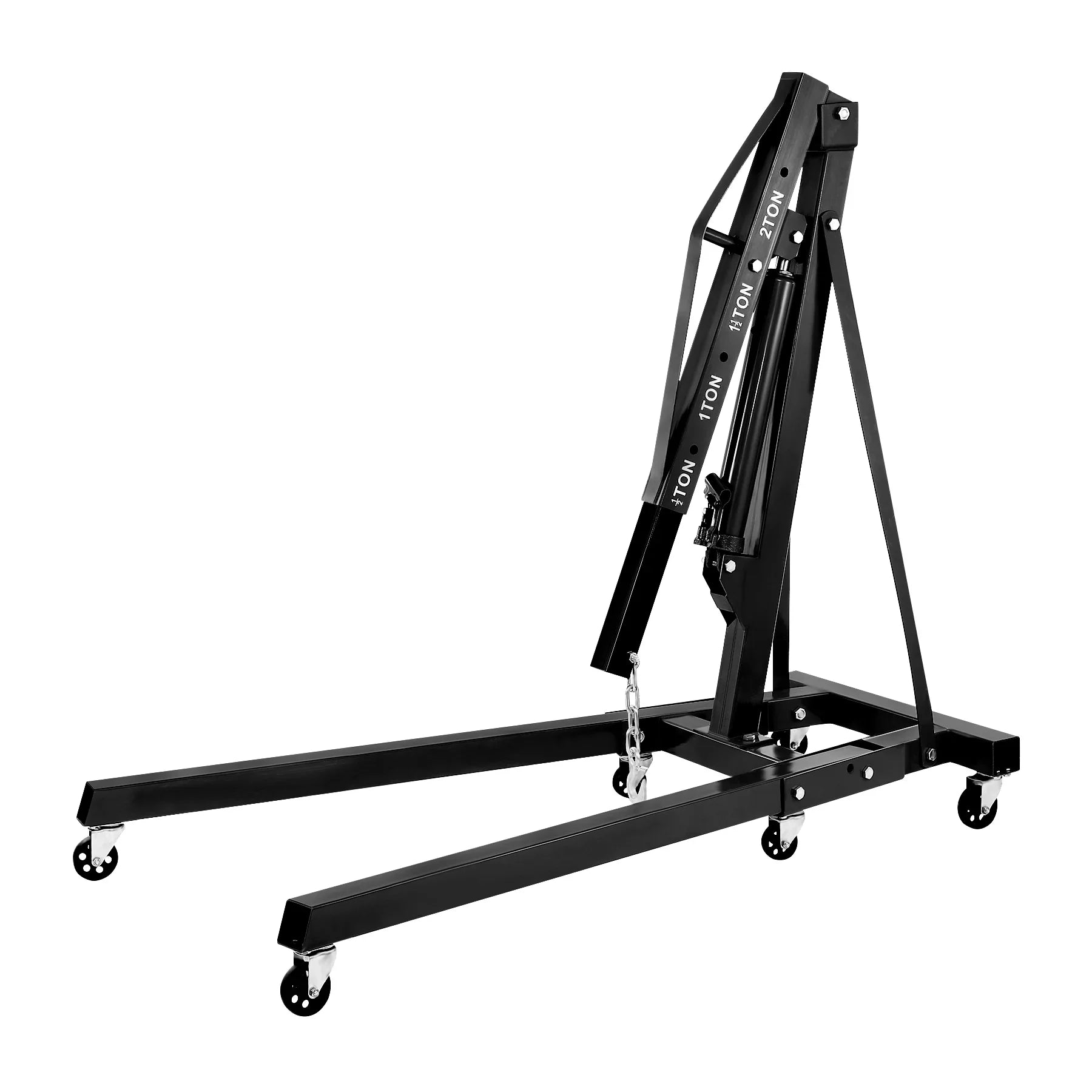 Folding Engine Crane 4400lbs, Lifting Capacity Shop Crane 2-ton, Hydraulic Engine Hoist, Cherry Picker With Telescopic Boom And Legs, Heavy Duty Steel Folding Shop Crane, Manual Engine Crane