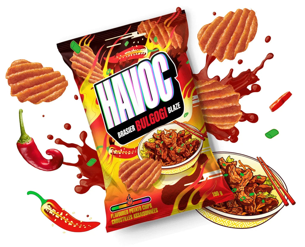 Havoc Brasier Bulgogi Blaze Chips, Korean  with Ginger & Garlic, 190g/6.6 oz. Bag