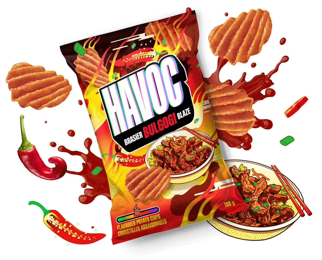 Havoc Brasier Bulgogi Blaze Chips, Korean  with Ginger & Garlic, 190g/6.6 oz. Bag